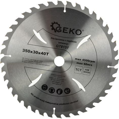 Hoja de sierra circular geko g78151 350 mm 40 dientes carburo