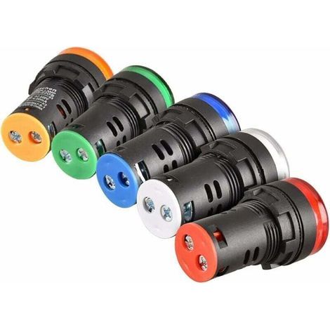 AD16-22D/S26 voyants LED rouge vert jaune bleu blanc 22 mm de diamètre 220 V AC 20 mA lot de 5 (1/5)