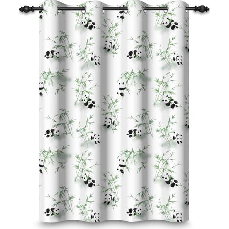 107x215cm Dessin animé Panda Rideau occultant Motif de Panda en Bambou Mignon Cloisons isolantes Rideaux à œillets pour fenêtre Chambre d'enfant garçon ou Fille Salon,1 Panneau Simple (1/5)
