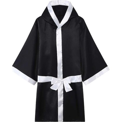 Robe de boxe/kickboxing unisexe avec ceinture et tenue d'entraînement - XL - Noir (1/5)