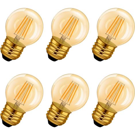 4W Ampoule LED vintage Filament E27 G45, 2700K Blanc Chaud, Ampoule Edison Global, Non-Dimmable, Lot de 6