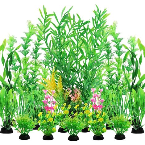 Vert Plantes Artificielle Aquarium Deco, 20 Pièces Terrarium Plante Décoration pour Aquariophilie Poissons, Aquarium Decoration Plante (1/5)