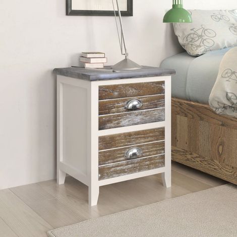 vidaXL Nightstand 2 pcs with 2 Drawers Brown and White