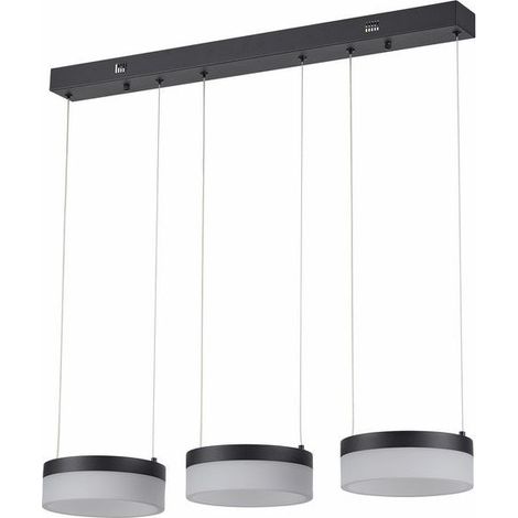 Suspension LED 20W Nicki, 3 globes acryliques noire (1/2)