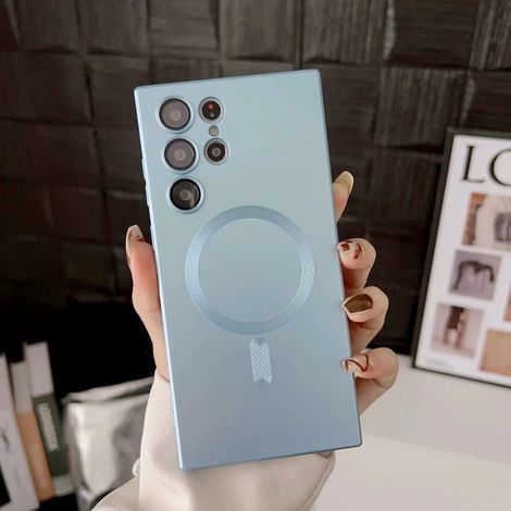 Étui de protection magnétique (Samsung S23 Ultra bleu), fabriqué en TPU souple. (1/5)