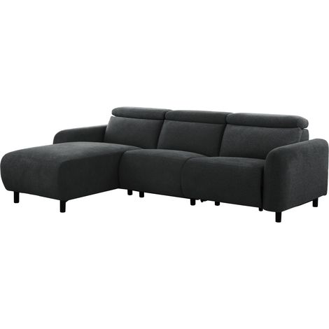 Skaane-Canapé 3 places avec chaise longue gauche fonction électrique en tissu anthracit (1/5)