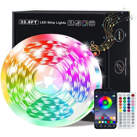 LED 15M Bande LED RGB Multicolore App Contrôle, Led Ruban avec Télécommande à 44 Touches, Synchroniser avec Rythme de Musique/Fonction de Minuterie, pour Décoration, Mariage, Chambre, Fête (1/5)