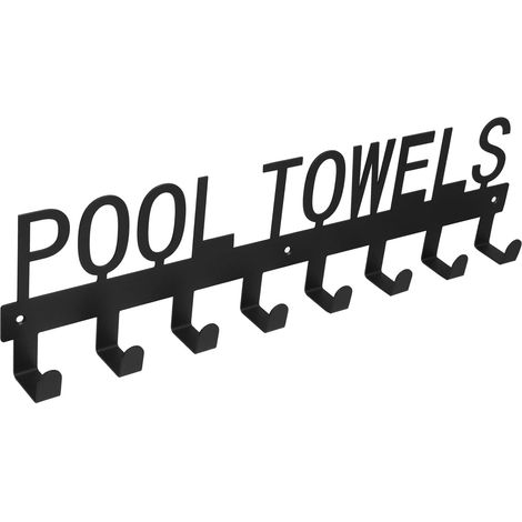 Crochet porte-serviettes en fer noir sans clous LALAFINA, la piscine, (1/5)