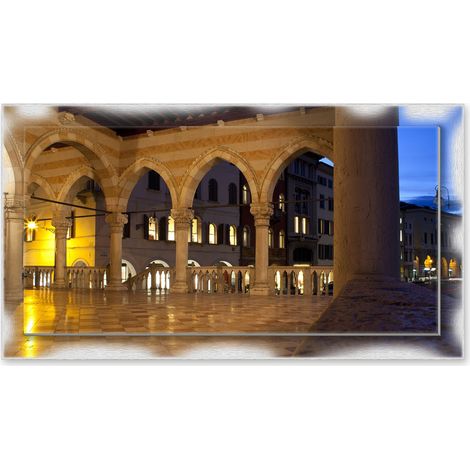 Lupia - Quadro moderno su Tela con Cornice stampata NEWEXT 75x135 cm, paesaggi localismi italiani, per casa soggiorno capezzale camera da letto hotel ufficio, UDINE ARCHI LOGGIA LIONELLO (1/4)
