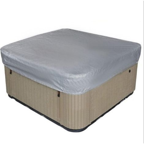 Couverture De Spa Carrée pour Spa, Couverture De Baignoire De Jardin Rectangulaire en Tissu Oxford 210D Résistant Au Vent Et Aux UV (218x218x30cm,Argent) (1/5)