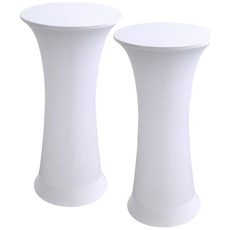 Juego de 2 manteles elásticos para mesas redondas, bodas, banquetes, cumpleaños, fiestas (blanco, juego de 2 - Ø 60-65 cm)