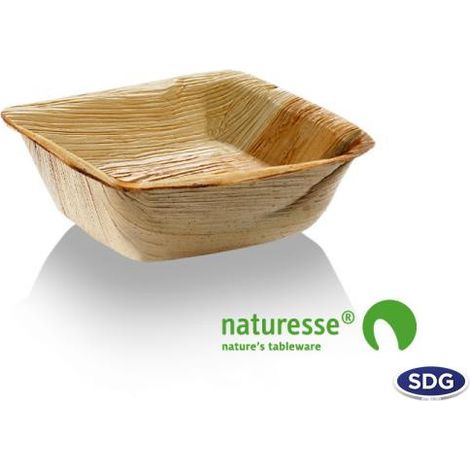 Barquette rectangle jetable 7x7 cm en feuille de palmier - 600 pièces - Ecobioshopping (1/3)