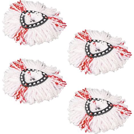 Lot de 4 têtes de balai à franges rotatives triangulaires en microfibre remplaçables pour le nettoyage des sols, rouge, lot de 4. (1/5)