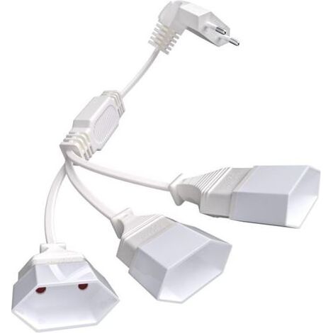 Pair Câble D'extension Euro 3 en 1, 0.5m Rallonge d'alimentation Euro, Rallonge Prise Plate, 250 V/2.5 A Max pour Une Utilisation en Intérieur TV, Moniteur,PC (Blanc) (1/5)