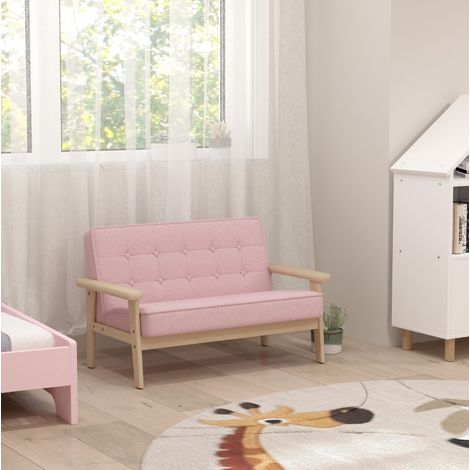 MEUBLIV divanetto per bambini 77x42x48 cm rosa – 2 posti, in legno, senza materasso (1/5)