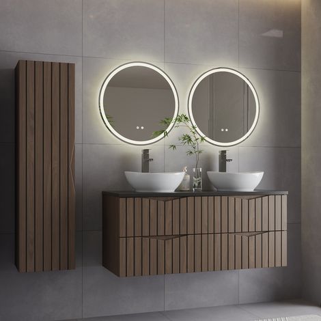 Set di mobili da bagno doppio lavabo Siena marrone e nero 120cm