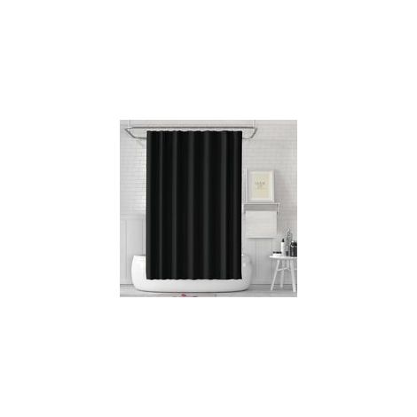 Rideau de Douche Anti-Moisissure 180 x 180 cm - Tissu Imperméable Lavable, 12 Anneaux, Noir Élégant