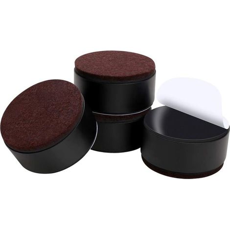 Rehausseurs de meubles en acier carbone – Lot de 4 pièces rondes noires, hauteur 5 cm pour meubles / 8 cm pour lit (1/5)