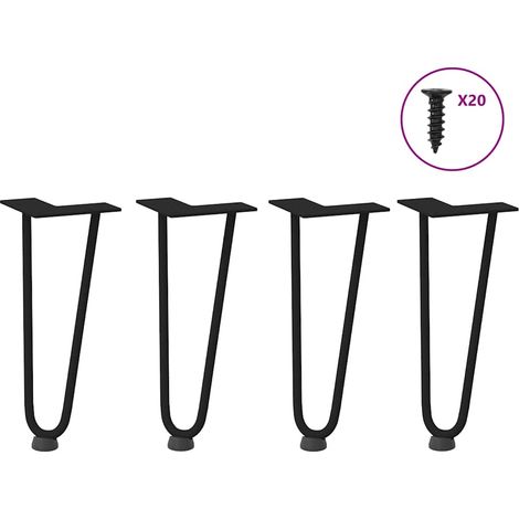 Haarnadelbeine für Couchtisch 4 Stk. Schwarz 30 cm Massivstahl