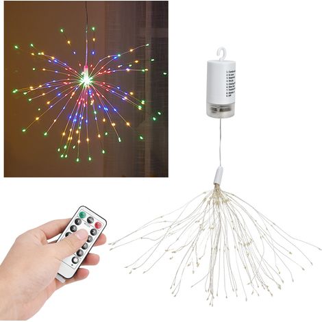 Guirlande lumineuse LED effet feux d'artifice 200L, fil de cuivre, alimentée par piles, à suspendre, avec télécommande et 8 modes d'éclairage. Idéale pour les fêtes, les cours et les chambres. Lumière (1/5)