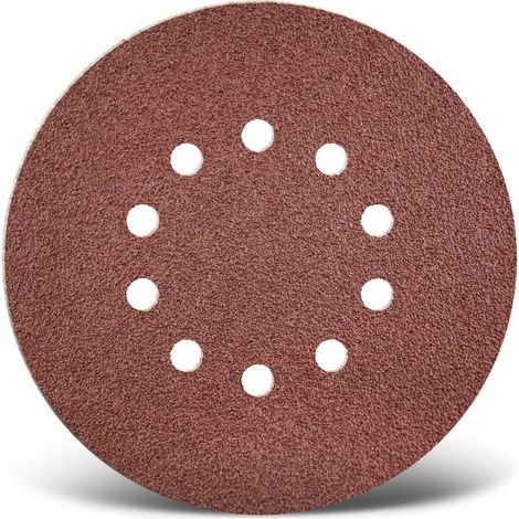 Menzer – Disques abrasifs auto-agrippants 225 mm – Grain fin – Lot de 5 – 10 trous pour aspiration poussière – Pour ponçage plâtre et bois dur