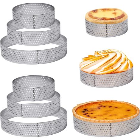 9 Pieces 2.4/3.1/10 cm Perforated Pie Circle for Cakes (1/5)