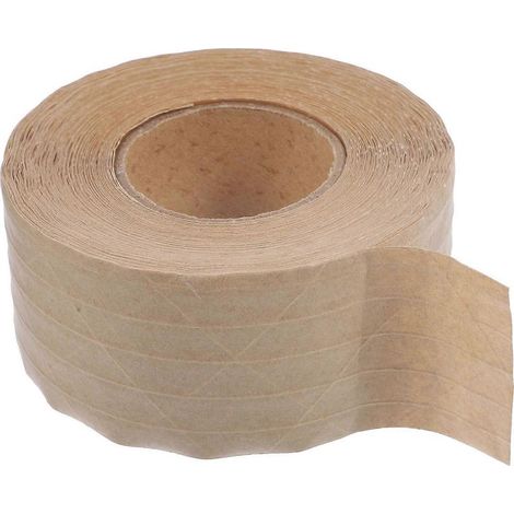 Rolle wasseraktiviertes, gummiertes Kraftpapierklebeband, Verpackungsklebeband, Versandklebeband – 5000 x 5 cm – Hellbraun (1/4)