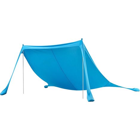 Abri de plage pliable, protection solaire UPF50+, 2 m de haut, 3,4 x 3,4 m, montage facile avec sacs de sable, poteaux de stabilité et pelle à sable. Idéal pour les sorties en famille, le camping et l (1/5)