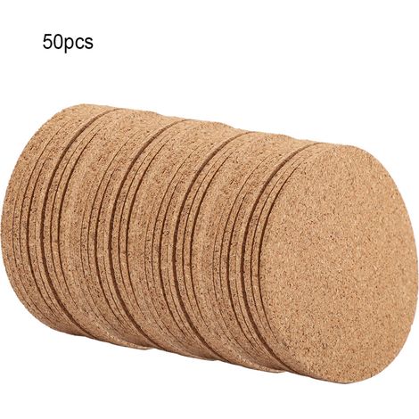 Holzuntersetzer, 50er-Set, hitzebeständige Tischschoner, rutschfest für Tassen und Becher (Braun, Ø 9 cm, 50er-Set)