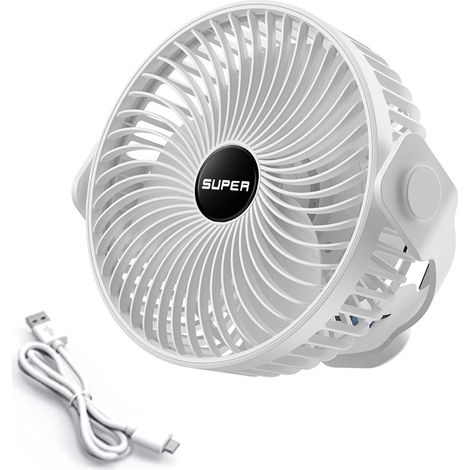 Ventilateur Portable - Batterie Rechargeable USB - Support Accrochage avec Corde - Orientation Réglable 360° - Pour Camping Bureau Maison Dortoir - 1 Pièce (1/5)