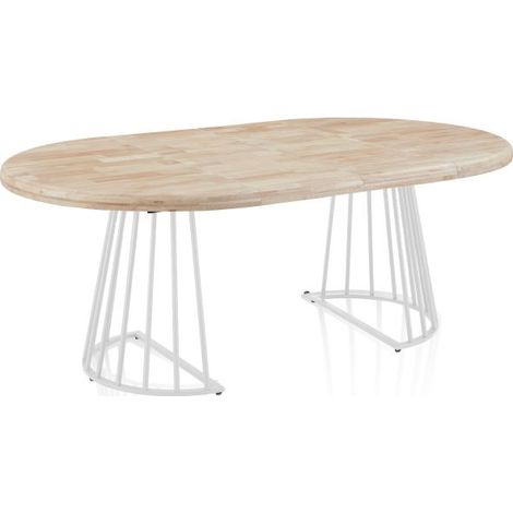 Mesa redonda extensible Meztil Blanco - Roble 120cm (ancho) x 76cm (alto) (1/5)