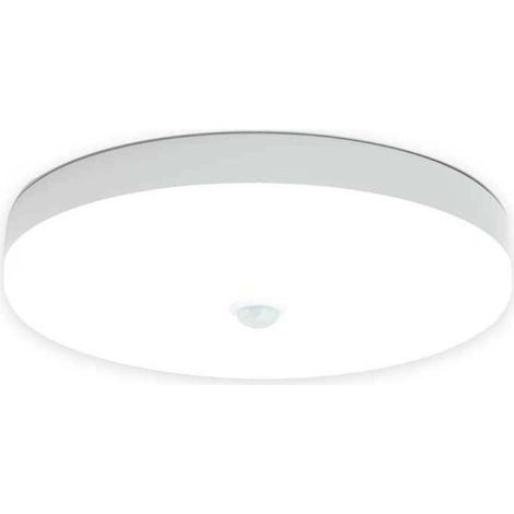 Plafonnier 18 W avec détecteur de mouvement - Blanc froid, étanche IP56, rond - Idéal pour les cages d'escalier et les couloirs (1/5)