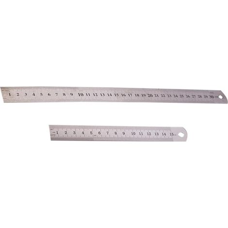 Lot de 2 règles en acier inoxydable, 15 cm et 30 cm, double (1/5)