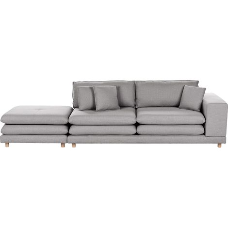 Sofa 2 Seater HEDEN Fabric Grey with Ottoman