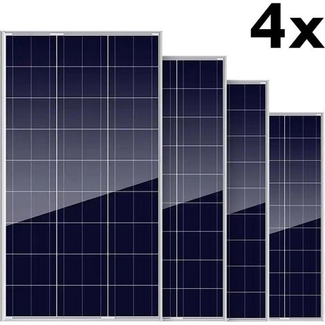 Trade Shop - Conjunto 4pcs Panel De Energía Solar Fotovoltaica Policristalina 100w 18v Batería - (1/5)