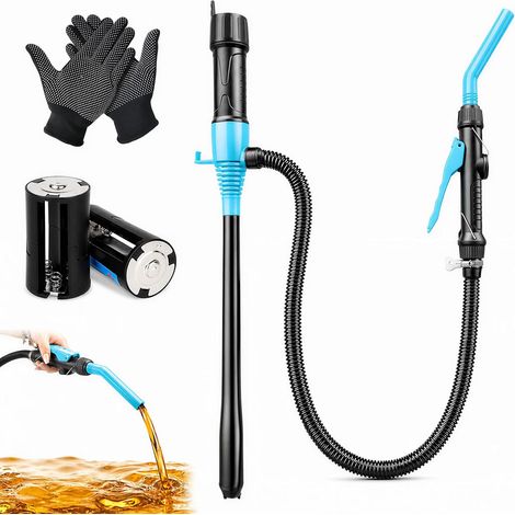 Pompe à essence électrique pour jerrican, 2,4 GPM (9 l/min), pompe à carburant avec tuyau régulateur de débit avec gants pour voiture, moto, essence, diesel (1/5)
