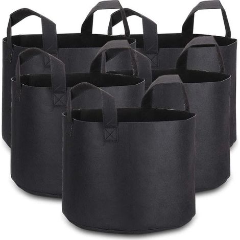Filiyano-Sacs de culture de 5 gallons avec étiquettes pour plantes, lot de 5 pots de fleurs en tissu résistant (1/5)
