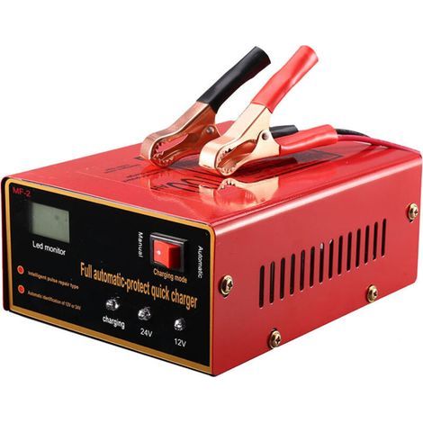 12V/24V-Autoladegerät mit Kabelklemmen, intelligente Batterie für Auto und Motorrad (1/5)