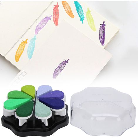 Tampon aquarelle 8 couleurs - Fort pouvoir couvrant pour papier standard - Idéal scrapbooking et projets créatifs (Réf. 1014 Quiet) (1/5)