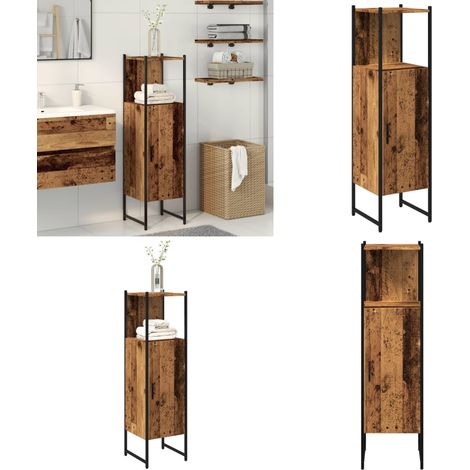 Armario de baño madera de ingeniería envejecida 33x33x120,5 cm - Armario de baño madera - Armario de baño envejecido