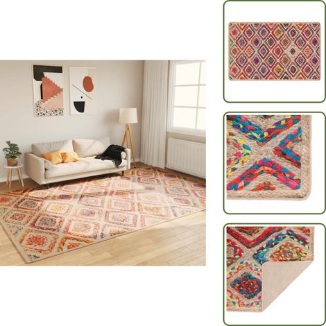 The Living Store Teppich Waschbar Mehrfarbig 190x300 cm Rutschfest - Samt Teppich - Wohnzimmerteppich - Mehrfarbiger Teppich - Digitaldruck Teppich - Rutschfester Teppich (1/5)