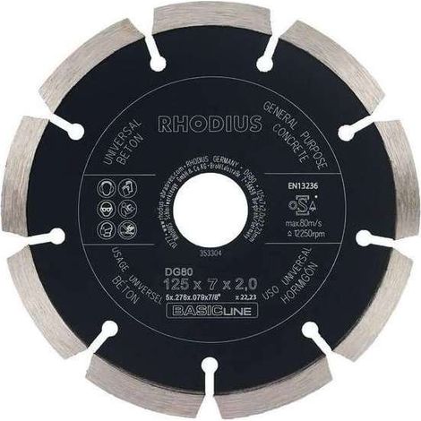Disque diamant DG80 125 x 7 mm - RHODIUS