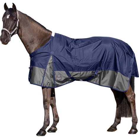 EQuest Outdoordecke Titan für Pferde, 1680D 50g, abnehmbares Halsteil, Navy/Grau - XL / 155 cm