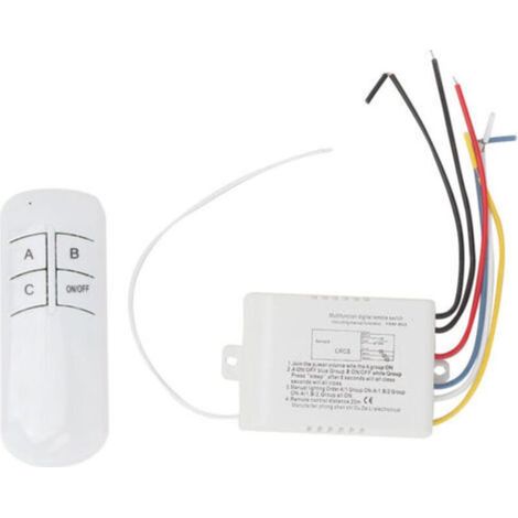 Interrupteur Mural Numérique sans Fil, 3 Voies Marche/arrêt, 220V, émetteur Récepteur pour Diverses Lumières et Ventilateurs avec Télécommande (1/4)