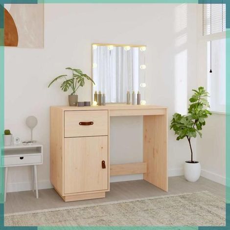 820092 Coiffeuse avec LED 95x50x133,5 cm Bois de pin massif (1/5)