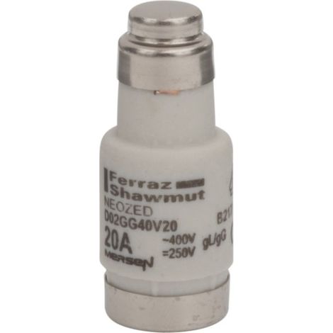 MERSEN NEOZED FUSIBLE D02GG40 V20 D02, FUSIBLE 20 A BLEU D0 UTILISATION 4086500009671 B217742