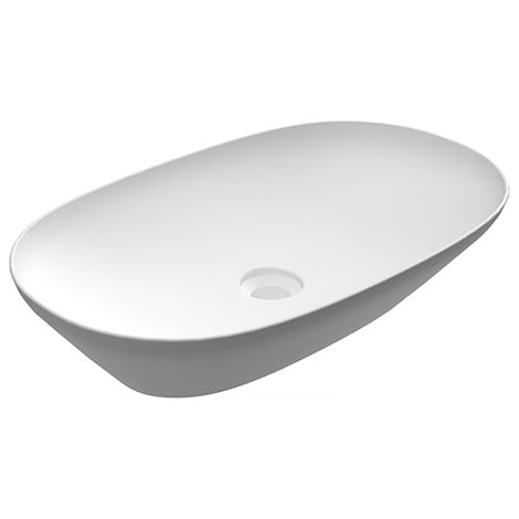 Lavabo sobre encimera ovalado alargado, blanco (1/4)
