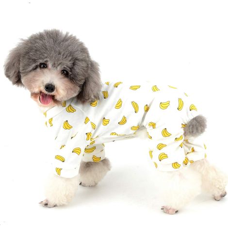 Pyjama pour chien en coton, imprimé mignon, motif banane, moyen (1/4)