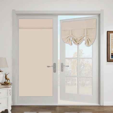 Rideau Obscurcissant Pour Porte - Tissu Polyester Lin - Hauteur 40 Pouces - Pour Porte-Fenêtre Française - 1 Pièce (1/3)