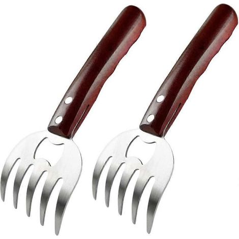Grille à viande, pinces à barbecue, acier inoxydable, fourchette de cuisine en acier avec manche rouge (lot de 2)-AquaForge